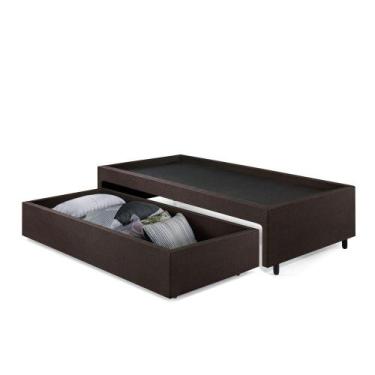 Imagem de Base Box Cama Solteiro com Gaveta Sapateira 88x188cm Revestimento Sint