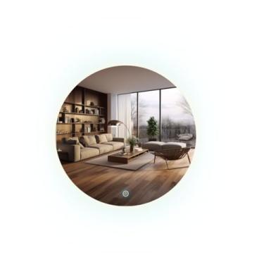 Imagem de Espelho Em Vidro Redondo 50cm Iluminado Decorativo Luz Indireta