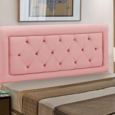 Imagem de Cabeceira Estofada Madeira Casal Belinha Reta (Rosa)