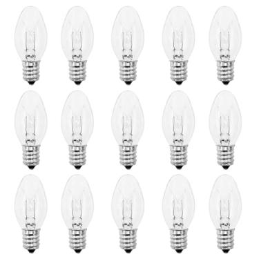 Imagem de PaeorRorL Lâmpadas Noturnas De 4 Watts, Pacote Com 15 Unidades, E12, Reguláveis, Pequenas, C7, Para Substituição, Luzes Natal, Abajures Mesa E Varanda, Transparentes, Branco Quente