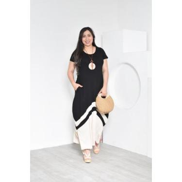 Imagem de Vestido longo de manga malha - AUDACIA PAIVA, Azul