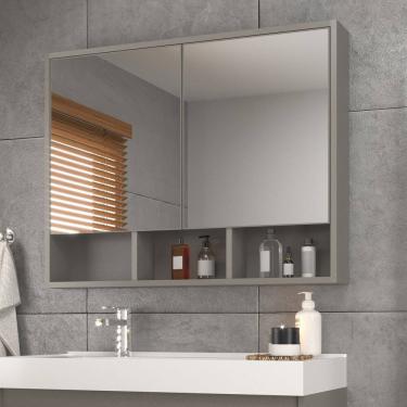 Imagem de Espelheira para Banheiro Quadrada Orla Cimento