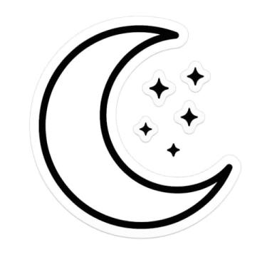 Imagem de Adesivo Recorte Lua Minguante e Estrelas Minimalista