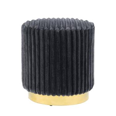 Imagem de Furniture of America Vail Modern Otomano estofado de 43 cm com tufos de canal e base de aço inoxidável dourado, cadeira de toucador, banquinho pequeno para quarto, sala de estar, entrada, cinza escuro