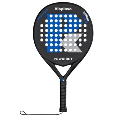 Imagem de Vispinvo Raquete de padel com superfície de fibra de carbono, espuma viscoelástica EVA Flex Core Pala Padel, raquete de tênis de praia de 38 mm para adultos/homens/mulheres, uma raquete de remo ideal