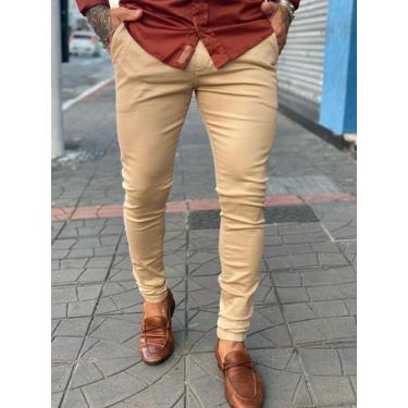 Imagem de Calça Masculina Alfaiataria Bege Skinny com Elastano - Conquest, 36