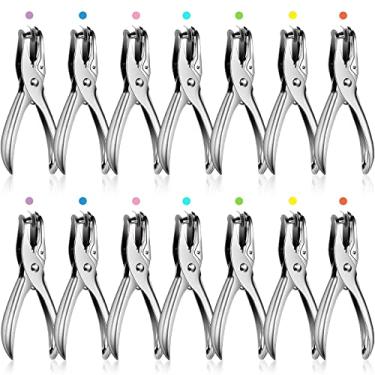 Imagem de Lanties 24 Perfuradores de 1 Furo Furador Único de 1/4 De" de Metal com Capacidade de 5 Folhas Conjunto de Perfurador de Furo Único Furadores de Papel Prateado para Cartões de Felicitações Scrapbook N