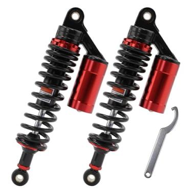 Imagem de RKV86 Amortecedores de ar de motocicleta ajustáveis de 31.8 cm 320 mm, suspensão traseira CNC de alumínio universal adequado para motocicleta de 125cc 110cc 150cc, ATV, Go Kart (vermelho e preto)