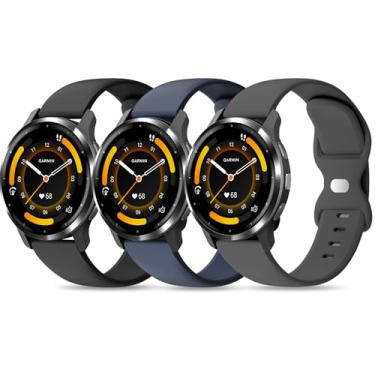 Imagem de EverAct Pacote com 3 pulseiras de silicone compatíveis com Garmin Vivoactive 4/Venu 3/Venu 2, pulseira de substituição esportiva macia de liberação rápida de 22 mm para Forerunner 265/255/255 Music