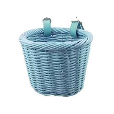 Imagem de MEGHNA Mini Cesta De Bicicleta Trançada Para Guidão Infantil, Mulheres E Meninas, Scooter, Azul