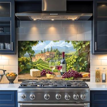 Imagem de Papel de parede de cozinha autoadesivo à prova de óleo à prova d'água Backsplash filme protetor de parede papel removível para armário 76 x 16 polegadas