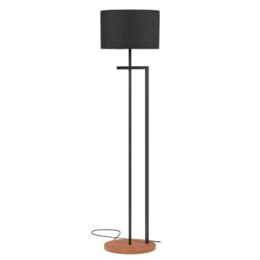 Imagem de luminaria de chão pedestal em ferro com base mdf estilo moderno salone
