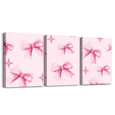 Imagem de Feelyou Decoração de parede com arco 30,5 x 40,6 cm, 3 peças, decoração de escritório com laço infantil, pôsteres para meninos, meninas, adolescentes, azul, arco, tela, arte de parede para sala de