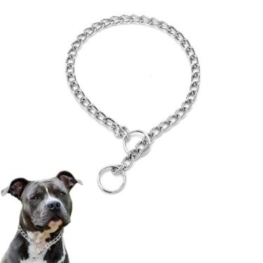 Imagem de Coleira gargantilha pequena prateada para cães com elos de estrangulamento, coleira de treinamento de metal para animais de estimação, coleira de martingale para cães PPP P para cães de raça PPP