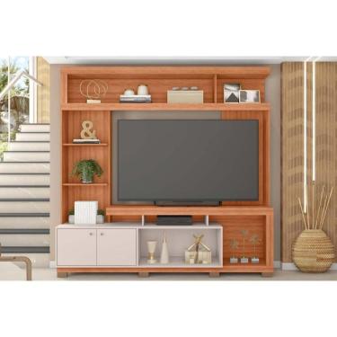 Imagem de Rack Bancada c/ Painel p/ TV até 70 Pol Formosa Nicho e Pés 210x207cm Freijo/Off White - Caemmun