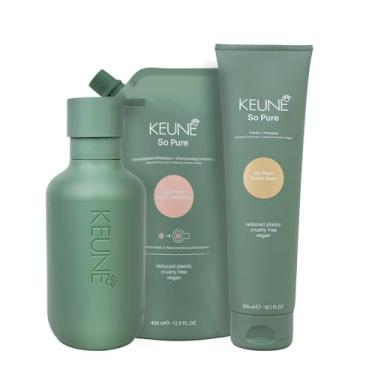 Imagem de Kit Keune So Pure Polish Shampoo Refil Máscara e Dispenser Frasco (3 produtos)