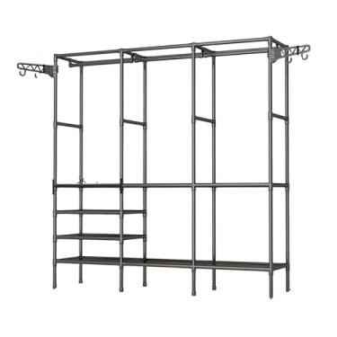 Imagem de Arara De Roupa Com Sapateira Cabideiro De Chão Rack Organizador Multiuso Aço Inox(Pequeno,Branco)