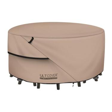 Imagem de ULTCOVER Capa redonda para móveis de pátio – Mesa impermeável para ambientes externos com capa para conjunto de cadeira 233 cm