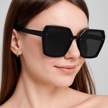 Imagem de Óculos de Sol Feminino GRANDE Quadrado Luxo EUROPEU Com Proteção 400UV