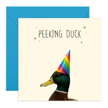 Imagem de CENTRAL 23 Cartão engraçado de aniversário de pato – trocadilho de pato espiando – Silly Greetings for Him, Her, Friends, Besties, BFF, colegas, colegas de trabalho, mãe, pai, filho, tia, tio
