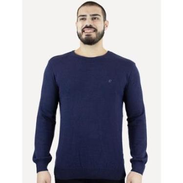 Imagem de Suéter Colcci Masculino Tricot Crewneck Logo Azul Escuro-Masculino