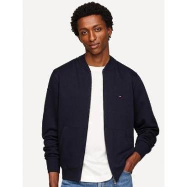 Imagem de Moletom Tommy Hilfiger Masculino Flag Logo Baseball Zip-Thru Azul Marinho-Masculino