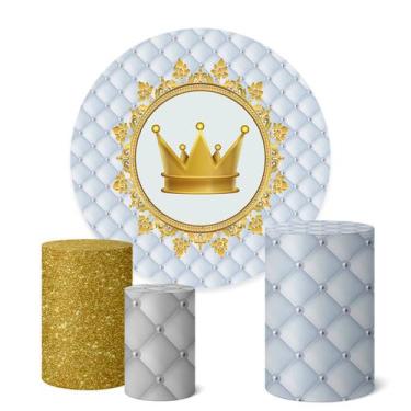 Imagem de Trio Capas Cilindro + Painel Redondo 1,50m Realeza Menino - Fadrix, K1