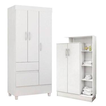Imagem de Guarda Roupa Infantil E Armário Multiuso Elite Branco Brilho - Demóbil