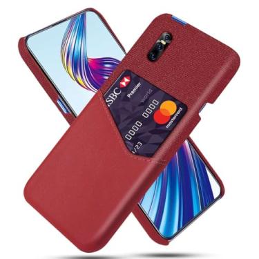 Imagem de Capa para VIVO V15 Pro,Anti-deslizamento,Proteção contra quedas de 360°,Resistência à impressão digital,Tela e caso de couro PU com 1 slot de cartão atrás-Red