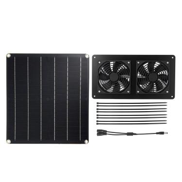 Imagem de ZJchao Ventilador de Energia Solar, 2 * 3W de Alta Eficiência DC 12V Painel Solar Ventilação Ventilação para Gaiolas de Animais de Estimação Ventilador Solar Ventilador de Sótão Com 3 (20W-2Fan12)