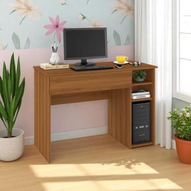 Imagem de Escrivaninha pequena com gaveta para PC Computador Estudo Home Office Quarto Escritorio com suporte para CPU - FREIJO