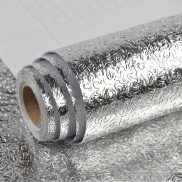 Imagem de Forro Adesivo Para Armário Anti Gordura Impermeável Protetor Gaveta Cozinha Papel Parede Alumínio(5metros-KL-TZ0445-2 rolo)