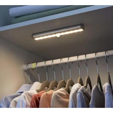 Imagem de Luminária LED com Sensor de Movimento Sem Fio, Portátil, 10 LEDs Super Brilhantes – À Pilha AAA para Armário, Escada, Corredor, Cozinha e Ambientes Escuros