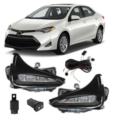Imagem de Thomletha Substituição do conjunto de faróis de neblina esquerda e direita para Toyota Corolla L LE XLE 2017 2018 2019 Lente transparente 8143002020 81440020