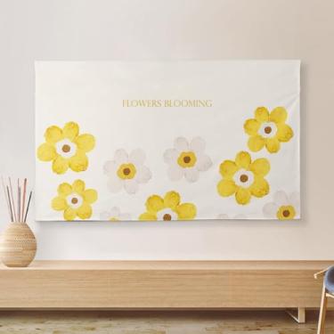 Imagem de Capa de TV Capa contra poeira de TV interior 81.3-190.5 cm padrão de flores coloridas protetor de arte para LCD LED plasma cristal líquido televisão tecido protetor de tela plana decoração-impressão 6