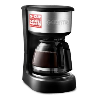 Imagem de Gourmia Cafeteira de gotejamento de um toque para 5 xícaras, máquina de café compacta de bancada com aquecimento automático, pausa e servir, cesta de filtro removível, indicador de nível de água