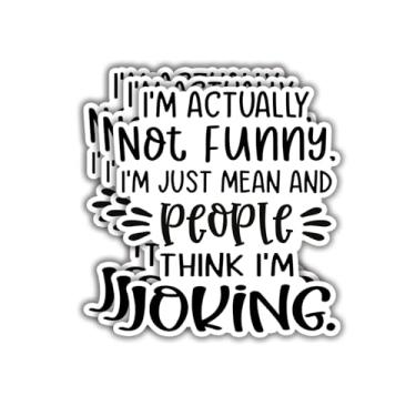 Imagem de (3 peças) I'm Actually Not Funny, I'm Just Mean and People Think I'm Joking Adesivo Engraçado Frases Motivacionais Decalque de Vinil para Tumbler Laptop Kindle Garrafas de Água Livros Telefone