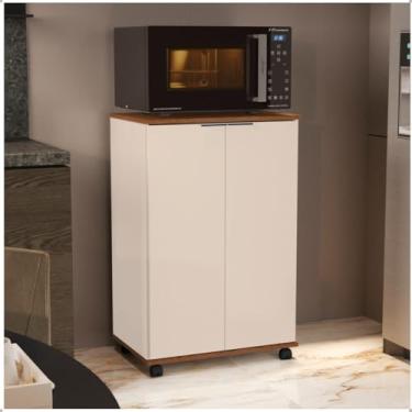 Imagem de Balcão Pratic para Cozinha Microondas, Multiuso 2 portas - Cores (Off White/Freijo)