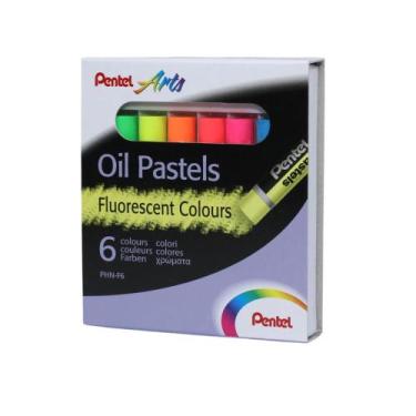 Imagem de Giz Pastel Oleoso Pentel - 6 Cores Fluorescentes