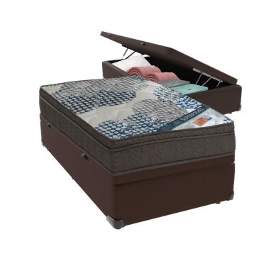 Imagem de Ortobom Solteiro Molas Ensacadas D26 Base Box Baú Bege Marrom