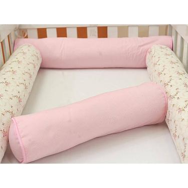 Imagem de Kit Berço Rolinhos Americano 4 Peças 100% Algodão Zíper