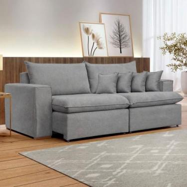 Imagem de Sofá 2 Lugares Barcelona Retrátil Linho/Cinza - Celflex Colchoes, Cinz