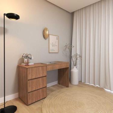 Imagem de Escrivaninha Luxemburgo com 4 Gavetas - Kit Cubos, Carvalho Mel