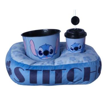 Imagem de Kit Almofada + Balde de Pipoca + Copo Infantil Stitch Zona Criativa - 