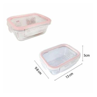 Imagem de Pote Vidro Hermética Com Tampa Silicone Rosa 370ml - WELLMIX