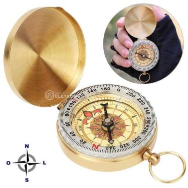 Imagem de Bússola Clássica Estilo Antigo com Anel para Chaveiro Alta Precisão G5
