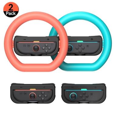 Imagem de GagaKing 2 Pack Steering Wheels for Nintendo Switch 2 Joy Con(2025), Detachable Controller Racing Wheels for NS2 Mario Kart World/ 8 Deluxe, Comfortable Grip, Family Games Swicth 2 Accessories