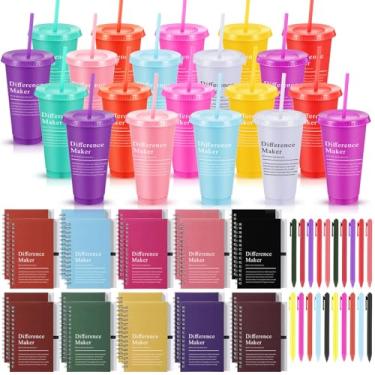 Imagem de Marspark 20 conjuntos de presentes para mulheres e homens, presentes de agradecimento de funcionários em massa inspiradores copo de agradecimento motivacional espiral cadernos com caneta para