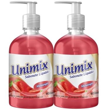 Imagem de kit 2x Sabonete Líquido Unimix Morango 500ml– Hidratação, limpeza e perfume suave todos os dias