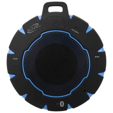 Imagem de Alto-falante sem fio iLive à prova d'água, inclui clipe mosquetão destacável e cabo micro-USB para USB, preto/azul (iSBW157BU)